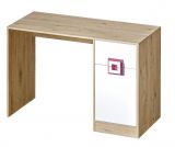Children's room - Desk Fabian 10, Colour: Oak Light brown / White / Pink - 78 x 120 x 50 cm (h x w x d)