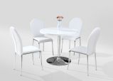 Dining table Daures 41 (round), Colour: White high gloss / Chrome plated - Measurements: 90 x 90 cm (W x D)