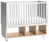 Baby bed / Kid bed Minnea 01, Colour: White / Oak - Lying area: 60 x 120 cm (w x l)