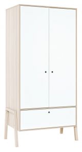 Hinged door cabinet / Wardrobe Hildrid 04, Colour: Acacia / White - Measurements: 203 x 100 x 60 cm (H x W x D)