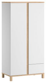 Hinged door cabinet / Wardrobe Lijan 08, Colour: White / Oak - Measurements: 184 x 90 x 53 cm (H x W x D)