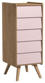 Dresser Jorinde 12, Colour: Oak / Pink - Measurements: 128 x 51 x 41 cm (h x w x d)