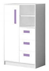 Chest of drawers Walter 05, Colour: White high gloss / Purple - 133 x 80 x 40 cm (h x w x d)