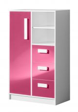 Chest of drawers Walter 05, Colour: White / Pink high gloss - 133 x 80 x 40 cm (h x w x d)