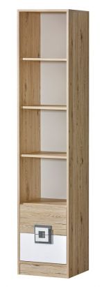 Children's room - Shelf Fabian 06, Colour: Oak Light brown / White / Grey - 190 x 40 x 40 cm (h x w x d)