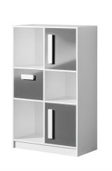 Chest of drawers Walter 07, Colour: White / Grey high gloss - 133 x 80 x 40 cm (h x w x d)