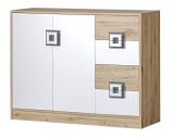 Chest of drawers Fabian 08, Colour: Oak Light brown / White / Grey - 93 x 120 x 40 cm (h x w x d)