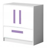 Chest of drawers Walter 08, Colour: White high gloss / Purple - 85 x 80 x 40 cm (h x w x d)