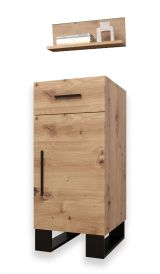 Chest of drawers with modern design Morteratsch 03, Colour: Oak / Black - Measurements: 95 x 42 x 46 cm (H x W x D), with two compartments and one drawer.