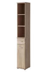 Wardrobe with three open compartments Bratteli 10, color: oak Sonoma - Dimensions: 203 x 30 x 32 cm (H x W x D)