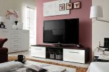 Salmeli 26 TV cabinet, color: white / black - Dimensions: 35 x 180 x 45 cm (H x W x D), with four compartments