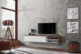 Modern TV cabinet Bjordal 15, color: white matt / oak sterling - Dimensions: 30 x 180 x 40 cm (H x W x D), with four compartments