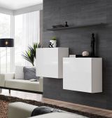 Set of 2 elegant wall units Balestrand 327, color: white / grey - Dimensions: 110 x 130 x 30 cm (H x W x D), with four compartments