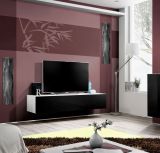 TV cabinet / lowboard TV Raudberg 01, color: black / white - Dimensions: 30 x 160 x 40 cm (H x W x D), with push-to-open function