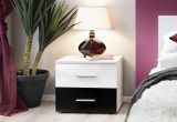Nightstand with two drawers Salmeli 34, Color: White / Black - Dimensions: 40 x 50 x 40 cm (H x W x D)