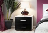 Modern bedside cabinet with two drawers Salmeli 33, Color: White / Black - Dimensions: 40 x 50 x 40 cm (H x W x D)