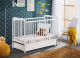 Simple crib / baby bed Avaldsnes 06, solid pine - Dimensions: 93 x 124 x 65 cm (H x W x D), with a foam mattress