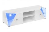 TV cabinet Nevedal 04, color: white high gloss - Dimensions: 50 x 150 x 50 cm (H x W x D), with LED lighting