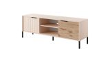 Small TV cabinet with four compartments Fouchana 06, color: Beige / Viking oak - Dimensions: 53 x 153 x 39.5 cm (H x W x D)
