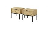 Two bedside cabinets, each with one drawer Damous 04, color: Scandi oak / black - Dimensions: 41 x 46.5 x 35 cm (H x W x D)