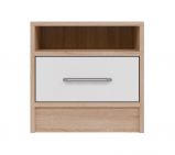 Hannut 17 bedside cabinet, color: white / oak - Dimensions: 40 x 40 x 35 cm (H x W x D)