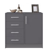 Narrow chest of drawers Hannut 49, color: anthracite - Dimensions: 84 x 90 x 40 cm (H x W x D)