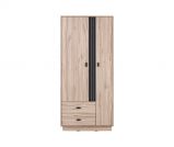 Modern wardrobe with two drawers Niel 01, color: oak / anthracite - Dimensions: 195 x 90 x 60 cm (H x W x D)
