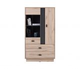 Display cabinet with ample storage space Niel 04, color: oak / anthracite - Dimensions: 145 x 80 x 40 cm (H x W x D)