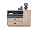 Chest of drawers with modern design Niel 07, color: oak / anthracite - Dimensions: 85 x 120 x 40 cm (H x W x D)