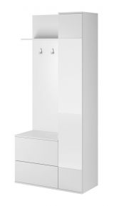 Wardrobe Exmouth 01, color: white - Dimensions: 195 x 90 x 34 cm (H x W x D), with three hooks