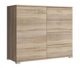 Chest of drawers with modern design Lowestoft 05, Colour: Oak Sonoma - Measurements: 85 x 100 x 40 cm (H x W x D), with enough storage space.
