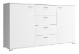 Chest of drawers with simple design Lowestoft 01, Colour: White - Measurements: 85 x 150 x 40 cm (H x W x D).