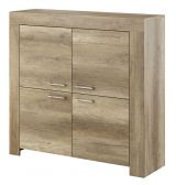 Modern chest of drawers Totnes 06, Colour: Light Brown - Measurements: 117 x 120 x 37 cm (H x W x D), with three compartments.
