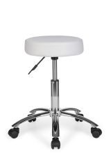 Sturdy stool with castors Apolo 04, color: white / chrome