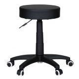Stool with castors Apolo 05, color: black, in leather look