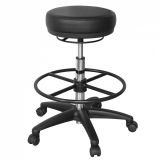 Comfortable stool Apolo 60, color: black / chrome, with heavily upholstered seat