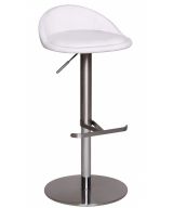 Upholstered bar stool Apolo 169, color: white / brushed stainless steel, height-adjustable & 360° rotatable