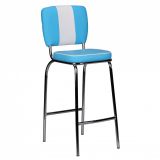 Bistro chair in retro design, color: blue / white / chrome, with metal frame
