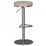 Bistro stool with lavishly upholstered seat, color: beige / silver, height-adjustable & 360° rotatable
