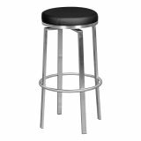 Classic round bar stool, color: beige / silver, 360° swivel & lavishly upholstered