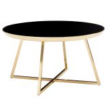 Living room table black-mirrored, color: gold - Dimensions: 76 x 76 x 41 cm (W x D x H)