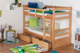 Bunk bed "Easy Premium Line" K3/n incl. 2 drawers and 2 cover panels, 90 x 200 cm (w x l) solid natural beech wood, divisible