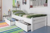 Single bed "Easy Premium Line" K1/2n incl. 2 drawers and cover plates, solid beech wood, white - 90 x 200 cm