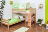 L-Shaped Bunk bed Moritz, solid beech wood, convertible, clearly varnished, incl. slatted frame - 90 x 200 cm