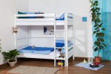 Bunk bed Thomas, solid beech wood, convertible, white finish, incl. slatted frames – 90 cm x 200 cm