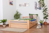 Kid bed "Easy Premium Line" K4, incl. 2 drawers and 1 covering panel, 140 x 200 cm, beech wood solid nature