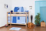 Children's bed / Bunk bed Felix solid, natural beech wood, includes slatted frame - Color: clear coated