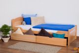 Children's bed / kid bed "Easy Premium Line" K1/ Full incl 2 drawers and 2 cover panels, 90 x 200 cm solid beech wood nature