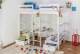 Bunk bed Tim, solid beech wood, convertible in sitting area or two singles, white finish, incl. slatted frame - 90 x 200 cm