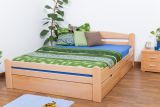 Double bed "Easy Premium Line" K4 incl. 2 drawers and 1 cover plate, solid beech wood, clearly varnished - 160 x 200 cm